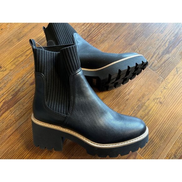 Dolce Vita Women's Black Chelsea Mid Calf Boots with Block Heel